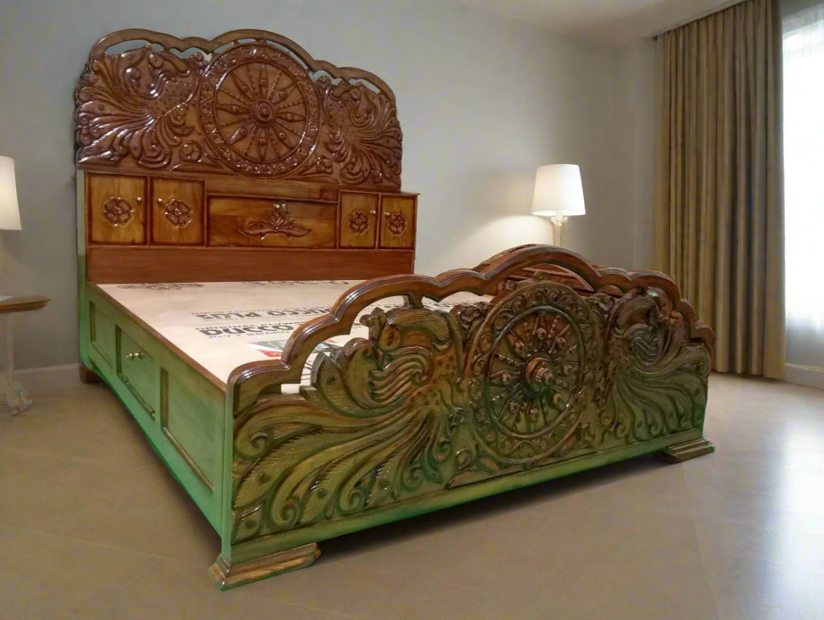 Chariot Carved King Size Bed